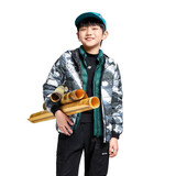 安奈儿（Annil）童装男童女童轻薄羽绒服2024冬新款三防保暖外套 黑调花 150 