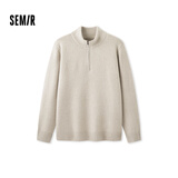 森马毛衫男半开襟半高领针织衫冬季经典纯色毛衣百搭109724107107