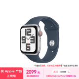 Apple/苹果 Watch SE 2023款智能手表GPS+蜂窝款44毫米银色铝金属表壳风暴蓝色运动型表带S/M MRHG3CH/A