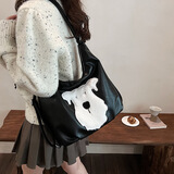 DUTRIEUX包包女包单肩包托特包女大容量通勤双肩包秋冬百搭斜挎高级感背包 可背款单肩包【可爱小狗】黑色