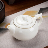 杰艺陶瓷茶具羊脂玉品茗杯功夫盖碗茶壶茶杯德化白瓷茶盏泡茶主人单杯 羊脂玉【茶壶】描金龙耳壶