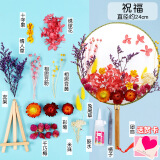 扇子DIY团扇手工制作材料包永生花干花手工活动材料工艺品自己做团建新年元旦手工成人年会活动用品 DIY材料包-祝福