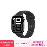 Apple/苹果 Watch Series 10 智能手表GPS款46毫米亮黑色铝金属表壳黑色运动型硅胶表带S/M MX263CH/B