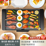 欧诺福（OUNUOFU） 电烧烤炉 家用无烟电烤炉电烤盘烤肉机不粘铁板烤肉锅韩式烤串机烤肉盘 极速款-黑色-大号【6-8人适用-华福不粘加热快】