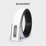 巴玛特（Bal Manent）皮带男自动扣内穿式真皮情人节牛皮裤腰带男休闲男友父亲生日礼物 白色 110cm