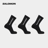 萨洛蒙（Salomon）男女款 户外运动休闲舒适透气长筒袜子 EVERYDAY CREW 3-PACK 黑色 C20861 M (39-41码)