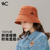 VVC帽子女渔夫帽秋冬时尚百搭盆帽大头围太阳帽百搭水桶帽 焦糖红（春秋款）