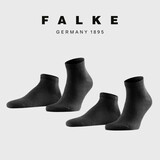FALKE德国鹰客 HAPPY 2P男士袜子2双装短筒薄款商务纯色短袜干爽14606 3000- black黑色- 2双 均码 43-46
