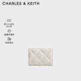 CHARLES&KEITH柔软菱格多卡位短款钱包女CK6-50770524-2 White白色 XXS