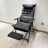 自力（ZILI）折叠办公椅家用电脑椅游戏电竞椅可躺靠背椅子人体工学午休拉脚椅 黑色可移动头枕电脑椅+黑色垫