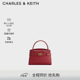 CHARLES&KEITH金属扣带凯莉包婚包手提单肩包包女包生日礼物CK2-50270880 Red红色 S