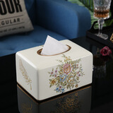 XMSJ抽纸盒客厅家用轻奢北欧纸巾盒美式创意餐巾盒欧式陶瓷纸抽盒 白色方形款(送底板)