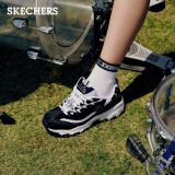 斯凯奇（Skechers）经典复古钻石熊猫鞋休闲鞋女士厚底增高小白鞋12241 黑色/白色/BKW 36