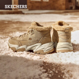 斯凯奇（Skechers）女鞋春加绒厚底老爹鞋中帮雪地靴防滑休闲鞋167338