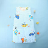 鲁米可儿童睡袋防踢被婴儿秋冬季厚款纯棉中大童宝宝背心式睡袍男女分腿 蓝色恐龙【前后夹棉】 XL码衣长100cm建议身高100-120cm