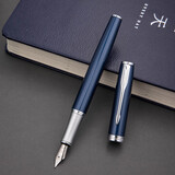 英雄（HERO） 钢笔 E609美工弯尖 铱金书法练字三年级中小学男女墨水笔 银夹极夜蓝 简装 M美工尖