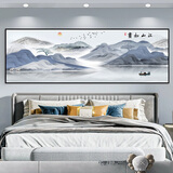 Dincmei顶创美卧室床头装饰画贴画自粘客厅房间主卧酒店宾馆民宿背景墙壁画贴纸 115.江山如画 宽180cm-高60cm（推荐1.8米床） 背面带胶（高清防水 撕开即粘）