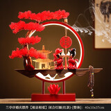竹暄创意结婚礼物送新人情侣闺蜜新娘婚房婚庆装饰品高档新婚礼品摆件 相亲相爱-闭合灯圈-红色-礼盒装