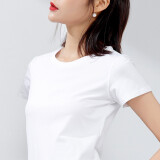 幻黛短袖t恤女夏季女装棉白色打底衫品牌纯色女士短袖新款t恤女 白色圆领 S