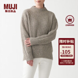 无印良品 MUJI 女式 含牦牛绒羊毛棱纹编织 高圆领宽版毛衣 长袖针织衫 深咖啡色 XS-S （155/80A）