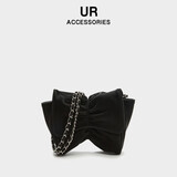 UR包包女包甜美蝴蝶结斜挎包女生包包2025新款链条单肩包生日礼物女 正黑【送闺蜜送女朋友礼物实用】