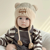 宝宝帽子秋冬1-3岁婴儿保暖防风护耳帽男女童套头帽2024冬天新款 米色 建议6个月-3岁/头围46-52cm