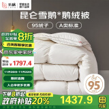 LOVO罗莱生活A类 95%昆仑白鹅绒羽绒被 冬被 1000g填充200*230cm 白色