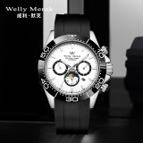welly merck威利默克手表男 镂空多功能瑞士品牌机械手表男士计时码表 【SF】计时码表机械男表+胶带