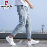 皮尔卡丹（pierre cardin）浅蓝牛仔裤男士2025春夏季小直筒宽松弹力修身九分休闲长裤子男 1021浅蓝 薄款 L （120-140斤）