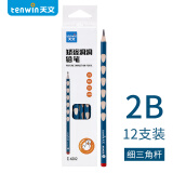 天文（TEN-WIN）学生文具洞洞铅笔2B儿童三角形铅笔小学生用12支/盒装4202