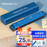 romusic口琴儿童初学者入门24孔复音C调口琴小学生专业演奏级 24孔C调天钴蓝-升级款