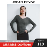 UR2024秋季新款女装简约基础百搭休闲修身V领针织衫UWB940008 中灰 M