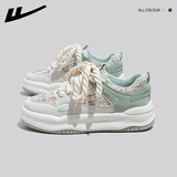 回力女鞋厚底小白鞋女2026夏季百搭休闲鞋子女新款面包鞋轻便耐磨板鞋 3351|米绿 38 (240mm)