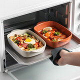 川岛屋芝士焗饭烤盘烤箱专用器皿陶瓷双耳创意餐具微波炉盘子家用 7英寸烤盘(奶白)