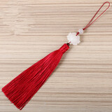 集祥阁    古风莲花流苏汽车挂饰发簪发冠扇坠玉佩腰佩汉服旗袍压襟手机挂件 酒红色 量大从优请联系客服