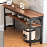 梵俪琳（FANLILIN）厨房置物架落地置物柜多层钢木货架家用长条桌子配菜多功能收纳架 黄梨木色双层【长80深40高74】