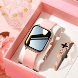 适用于vivooppo手机智能手表女生日情人节礼物蓝牙电话NFC运动表 【手链手镯礼盒装】粉胶带