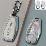 Ewitgo适用吉利博越L钥匙套星瑞星越L/S缤越新帝豪远景豪越缤瑞合金包壳 C款【枪色灰皮+皮绳扣款】
