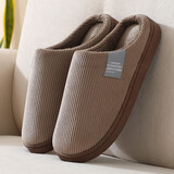 帅貅棉拖鞋女冬季厚底情侣可爱韩版学生宿舍家居防滑室内拖鞋月子鞋 灯芯绒咖啡色 42-43 （适合41-42）