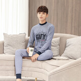 塔格丽青少年男童秋衣秋裤高初中学生保暖内衣纯棉12-18打底内衣棉毛衫 高领-藏青GIY 180(建议120-140斤)