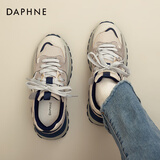 达芙妮厚底老爹鞋女春季2025新款女鞋百搭潮流网面透气休闲旅游运动鞋女 灰色【四季款】 37