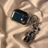 壳绘创 潮牌卡通暴力熊适用AirPods保护套电镀Pro保护壳ins风网红AirPods2二代硅苹果 AirPods Pro 电镀银色+暴力熊挂件