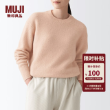 无印良品 MUJI 女式 含牦牛绒骆驼绒圆领毛衣 长袖针织衫秋 冬季 烟熏粉色 M-L 165/88A