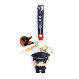 蜀黍家二代警察公仔钥匙扣卡通毛绒公仔书包挂件警官小熊挂饰七夕节礼品 二代公仔钥匙扣-六哥