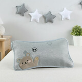 HengTravler夏季儿童枕头冰藤凉枕宝宝双面凉席枕头空调枕婴童荞麦枕芯冰丝枕 圆角小熊(银色)儿童枕 44*27cm(枕套+荞麦壳枕芯)