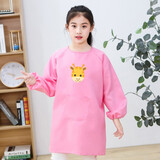 畅印 儿童画画罩衣防泼水长袖中大童时尚洋气可爱反穿罩衣幼儿园绘画小孩围裙定制logo 粉色小鹿 XL大码适合身高1.2-1.5 米