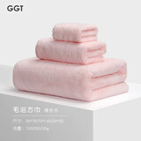 GGT日本雪花绒抗菌浴巾不掉毛加厚大毛巾成人大浴巾速干男女洗澡裹巾 樱若三件套 浴巾+毛巾+方巾