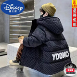 迪士尼（Disney）男童羽绒服免洗加厚2024新款中大童冬季男孩外套洋气潮冬装 黑色羽绒棉服 170码建议身高160厘米左右