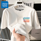 真维斯（JEANSWEST）纯棉t恤女士夏季2025新款休闲慵懒风短袖女装潮流宽松半袖上衣服 白色 多彩人生_K M