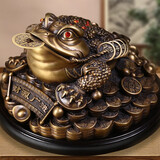 吉善堂全铜金蟾招财摆件复古客厅办公室桌面装饰品公司店铺乔迁开业礼品 加加大号黄铜金蟾复古款